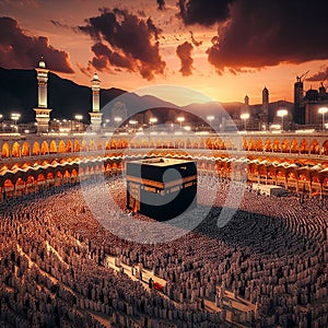 islamic kaba sharif, madina, muslim. generative ai