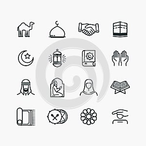 Islamic Line Art Icons Set photo