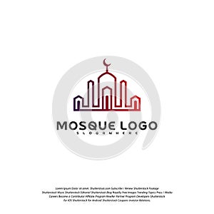 Islamic logo design vector. Mosque logo template. Muslims learn logo templates