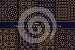 islamic luxury seamless pattern set collection design vector