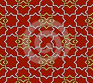 Islamic Middle east geometric pattern with red colour background