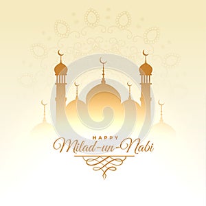 Islamic milad un nabi festival card with mosque design