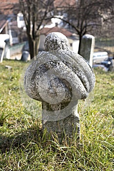 Islamic old gravestone in a cemetery in Sarajevo.