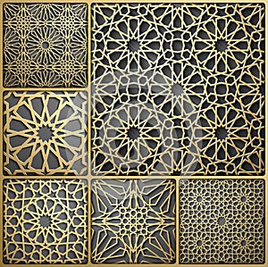 Islamic ornament vector , persian motiff . 3d ramadan islamic round pattern elements . Geometric circular ornamental