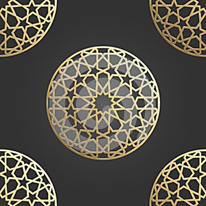 Islamic ornament vector, persian motiff. 3d ramadan islamic round pattern elements. Geometric circular ornamental arabic