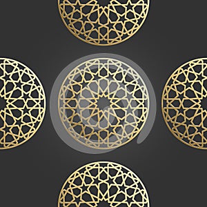 Islamic ornament vector, persian motiff. 3d ramadan islamic round pattern elements. Geometric circular ornamental arabic