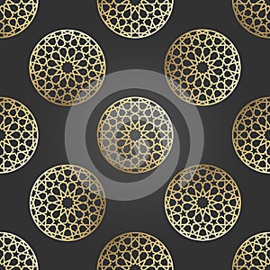 Islamic ornament vector, persian motiff. 3d ramadan islamic round pattern elements. Geometric circular ornamental arabic