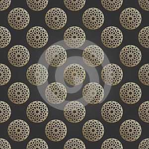 Islamic ornament vector, persian motiff. 3d ramadan islamic round pattern elements. Geometric circular ornamental arabic