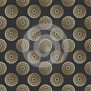 Islamic ornament vector, persian motiff. 3d ramadan islamic round pattern elements. Geometric circular ornamental arabic