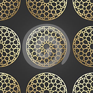 Islamic ornament vector, persian motiff. 3d ramadan islamic round pattern elements. Geometric circular ornamental arabic