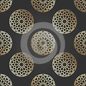 Islamic ornament vector, persian motiff. 3d ramadan islamic round pattern elements. Geometric circular ornamental arabic