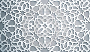 Islamic ornament vector , persian motiff . White background . Light 3d ramadan islamic round pattern elements photo