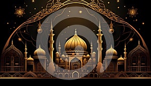 Islamic Ornamentation in Shiny Gold for Ramadan Kareem Celebration 3