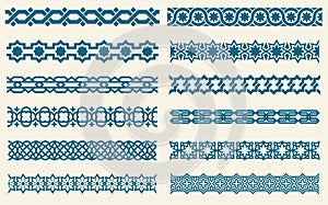 Islamic ornaments link seamless vector decorative borders