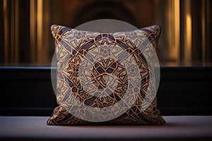 Islamic pattern on a decorative throw pillow. Generative ai