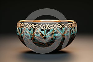 Islamic pattern incorporated into a ceramic bowl. Generative ai