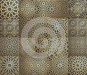 Islamic pattern . Seamless arabic geometric pattern, east ornament, indian ornament, persian motif, 3D. Endless texture