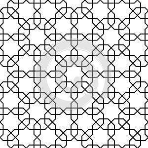 Islamic pattern. Seamless vector geometric black and white lattice background in arabic style