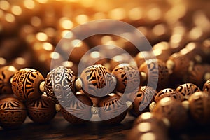 Islamic prayer beads arranged in an artistic. Generative ai