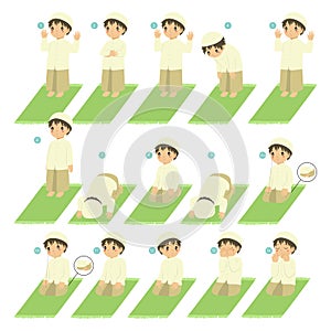 Islamic Prayer or Salat Guide for Kids Vector photo