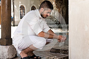 Islamic Religious Rite Ceremony Of Ablution Hand Washing