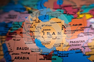 Islamic republic of Iran on geopolitical map