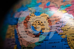 Islamic republic of Iran on geopolitical map