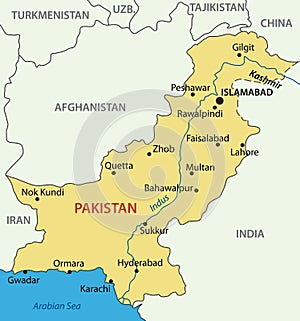 Islamic Republic of Pakistan - map - vector photo