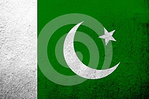 The Islamic Republic of Pakistan National flag. Grunge background