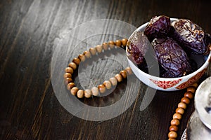 Islamic rosary and ramadan dates for iftar.