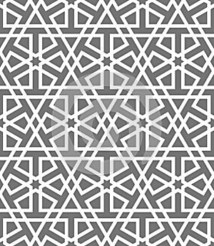 Islamic seamless vector pattern. White Geometric ornaments based on traditional arabic art. Oriental muslim mosaic