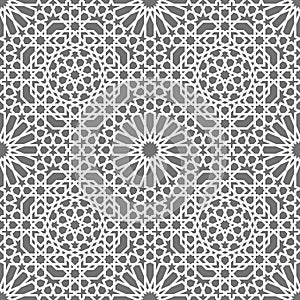 Islamic seamless vector pattern. White Geometric ornaments based on traditional arabic art. Oriental muslim mosaic