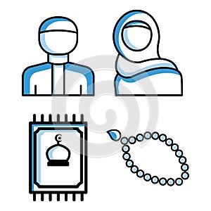 Islamic set icon. Two tone icon style. Simple design