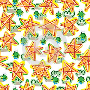 Islamic six star free seamless pattern