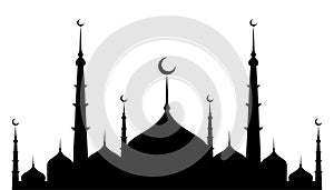 islamic structure praying place mosque silhouette vector