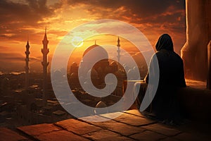 Islamic sunset mosque. Turkey islam