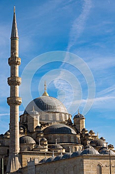 Islamic vertical background photo. Eminonu New Mosque or Yeni Cami