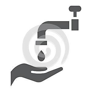 Islamic wudu glyph icon, arabic and prayer, hand wash sign, vector graphics, a solid pattern on a white background.