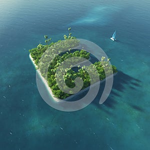 Island Alphabet. Paradise tropical island in the form of letter E