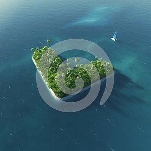 Island Alphabet. Paradise tropical island in the form of letter L