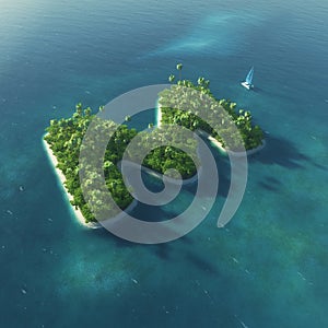 Island Alphabet. Paradise tropical island in the form of letter M