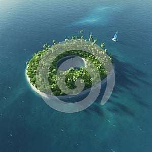 Island Alphabet. Paradise tropical island in the form of letter O