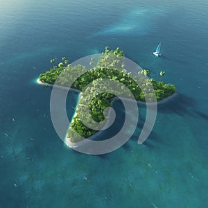 Island Alphabet. Paradise tropical island in the form of letter X