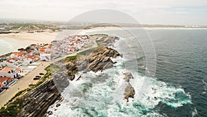 Island Baleal naer Peniche on the shore of the ocean in west coast of Portugal