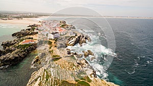 Island Baleal naer Peniche on the shore of the ocean in west coast of Portugal