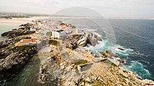 Island Baleal naer Peniche on the shore of the ocean in west coast of Portugal