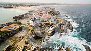 Island Baleal naer Peniche on the shore of the ocean in west coast of Portugal