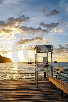 Island beach sunset pier thailand people couple silhouette