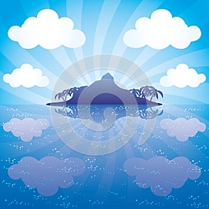 Island and blue ocean.