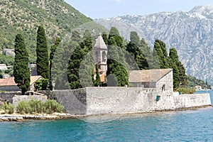 The island of Boka Kotorska in the Bay of Kotor, Montenegro in summer